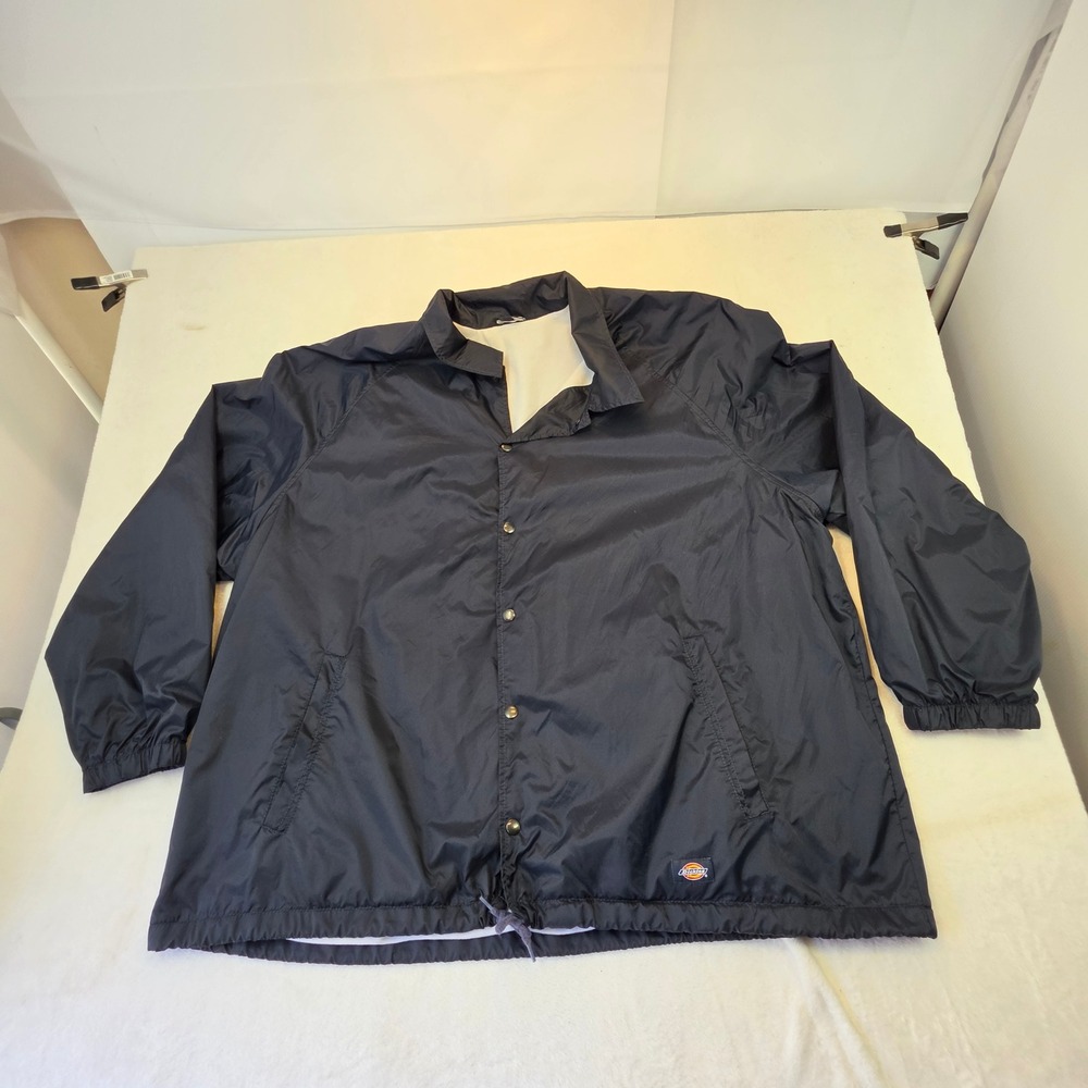 Dickies Mens Navy Blue Snap Front Coaches Jacket Windbreaker 3XL 76242DN